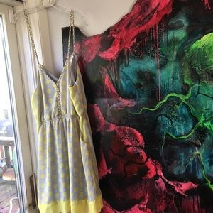 Boho Esley Spring Dress Yellow Gray M Floral